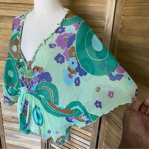 Abstract Antik Batik Floral Top Size Large